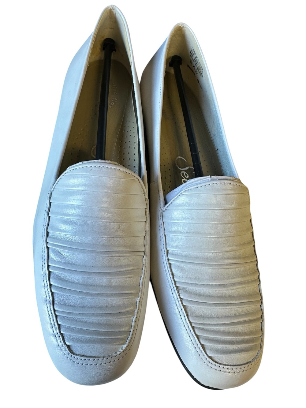 Selby White Leather Loafer Wedges Active Flex Comfort Shoes 8.5 3A/5A Narrow